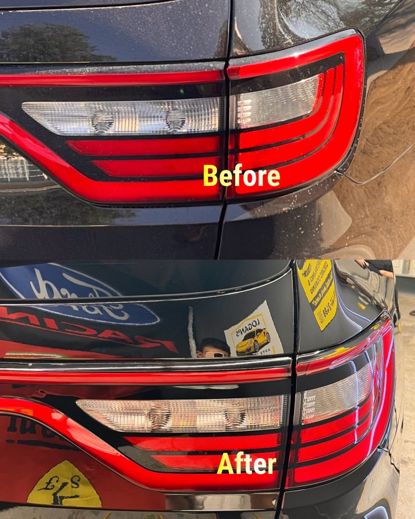 Headlight and bumper restoration before and after – premium Gold Exterior Detailing by Logan's Auto Detailing & Coating in Sherman Oaks.
