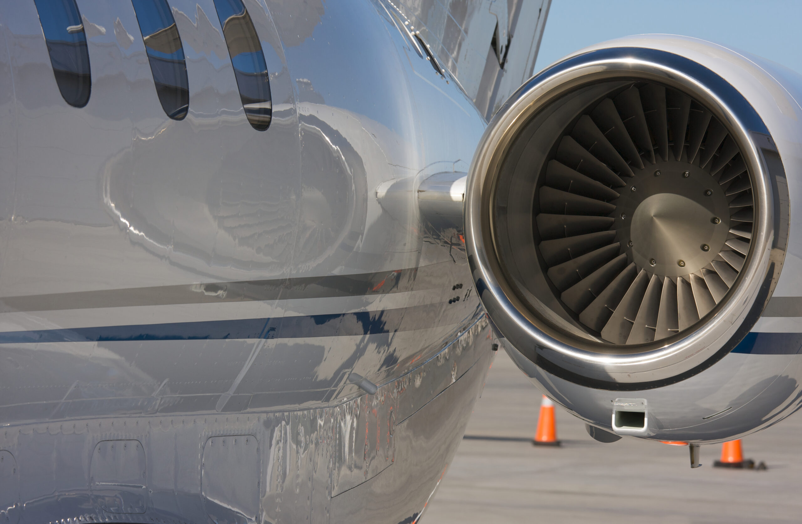 Polished aircraft wing with protective coating in Los Angeles aircraft detailing service