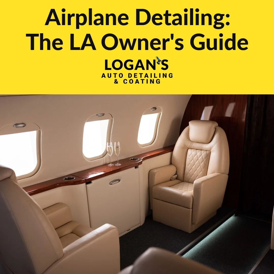 Detailed private aircraft cabin interior — the complete airplane detailing guide for Los Angeles owners by Logan's Auto Detailing