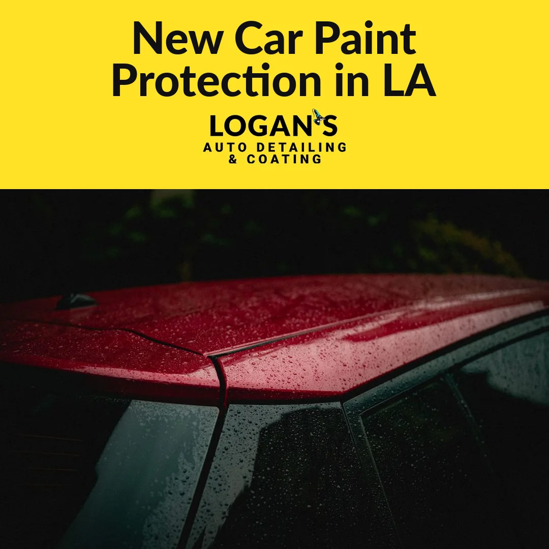 New car with freshly applied ceramic coating beading water — new car paint protection in Los Angeles by Logan's Auto Detailing & Coating