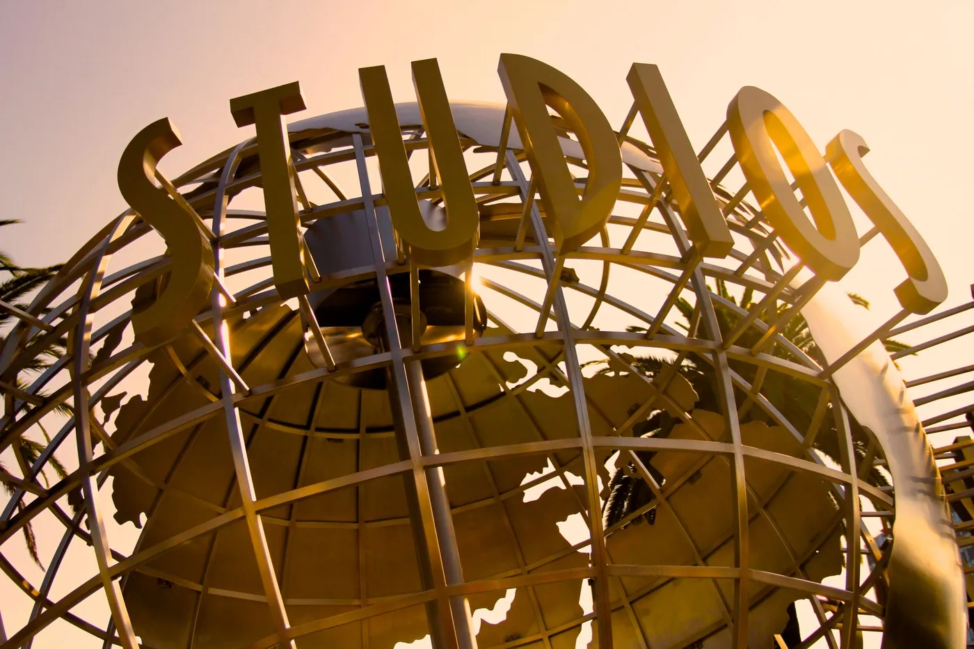 Universal Studios globe at sunset, minutes from Studio City